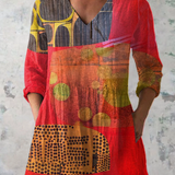 Lucie Long Blouse with V-Neck, front view