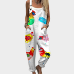 Comfortable printed overalls, front view