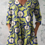 Elodie Long Blouse with V-Neck, front view