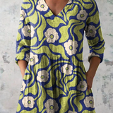 Elodie Long Blouse with V-Neck, front view