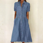 Bethany Short-Sleeve Denim Dress
