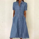 Bethany Short-Sleeve Denim Dress