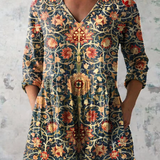 Celine Long Blouse with V-Neck, front view
