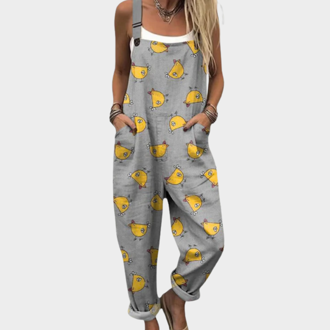 Comfortable printed overalls, side view