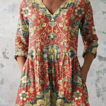 Lea Long Blouse with V-Neck, front view
