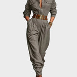 Clarissa | Long-Sleeve Cotton and Linen Jumpsuit
