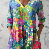 Maelle Long Blouse with V-Neck, front view