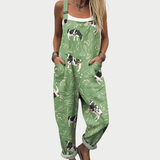 Comfortable printed overalls, front view