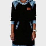 Barbara | Denim-Look Hooded Sweat Dress