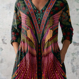 Manon Long Blouse with V-Neck, front view