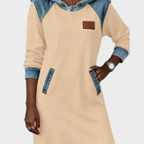 Barbara | Denim-Look Hooded Sweat Dress