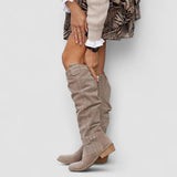 Georgiana, Knee-High Western Boots with Ruched Shaft