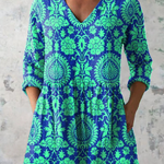 Ines Long Blouse with V-Neck, front view