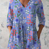 Aline Long Blouse with V-Neck, front view