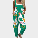 Comfortable printed overalls, front view