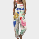 Comfortable printed overalls, front view