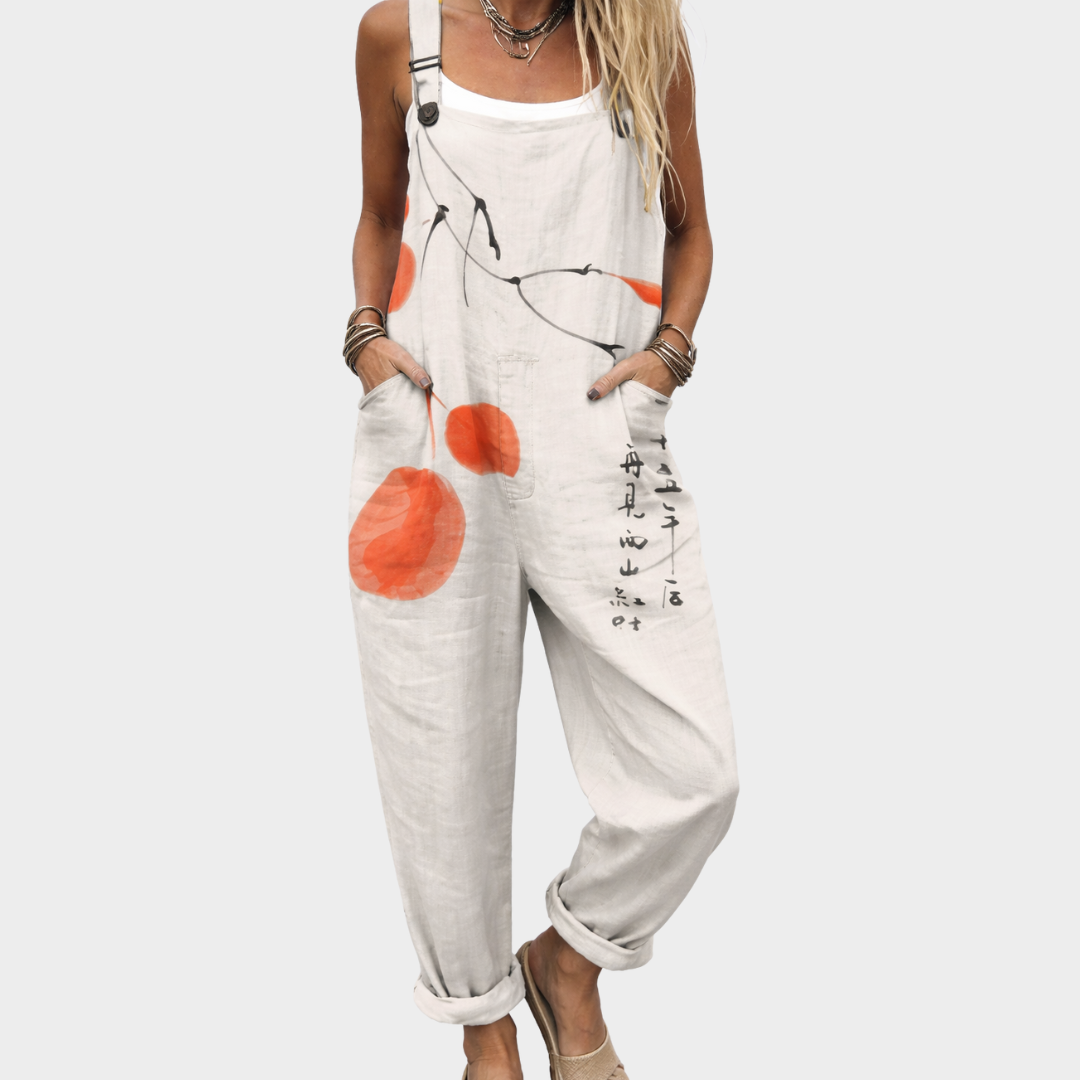 Comfortable printed overalls, front view