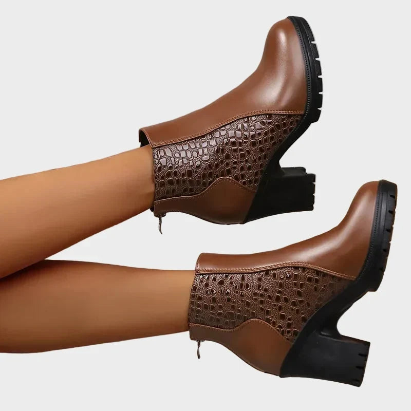 Kathryn, Leather Shoes with Block Heels