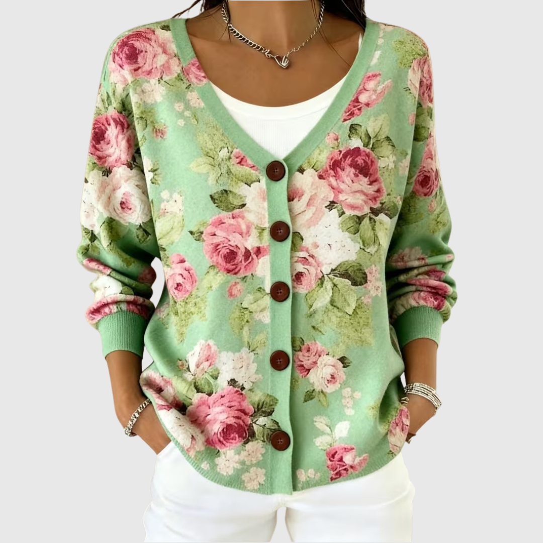 Rose Comfortable Knitted Cardigan with Buttons