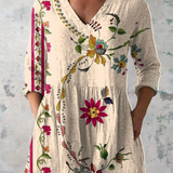 Clara Long Blouse with V-Neck, front view