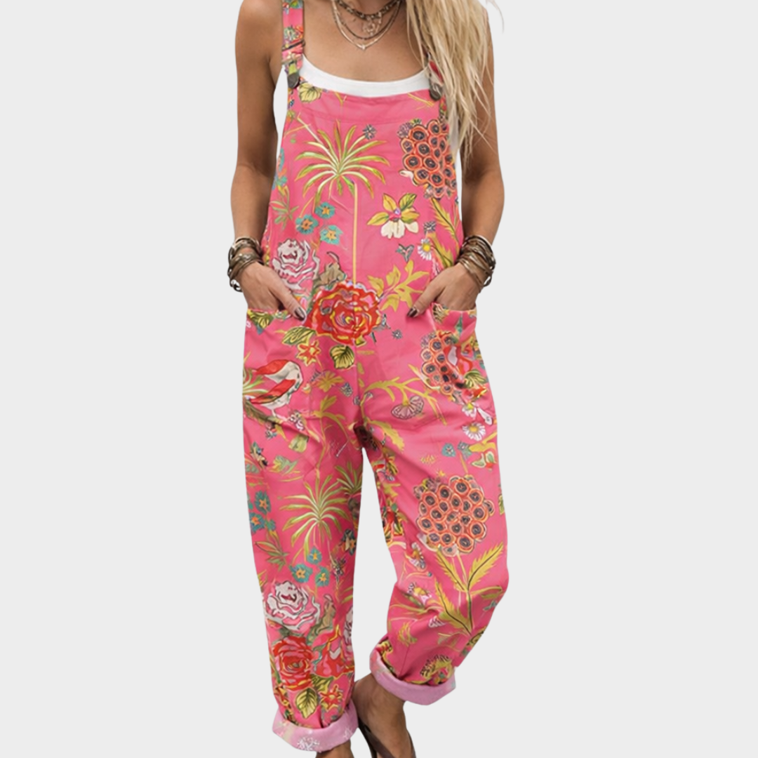 Comfortable printed overalls, front view