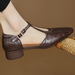 Greta Classic Leather T-Bar Shoes with Braided Detail - view 5