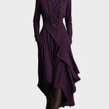 Eunice | Asymmetric Knitted Maxi Dress with Roll Neck