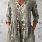Elise Long Blouse with V-Neck, front view