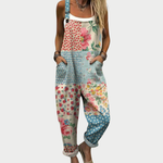 Comfortable printed overalls, front view