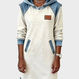 Barbara | Denim-Look Hooded Sweat Dress
