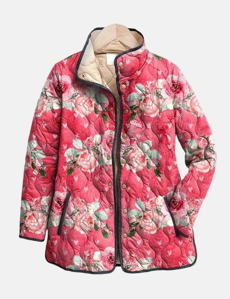 Freya Charming Pink Floral Print Quilted Jacket