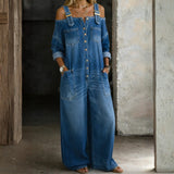 Isla Off-the-Shoulder Denim Jumpsuit
