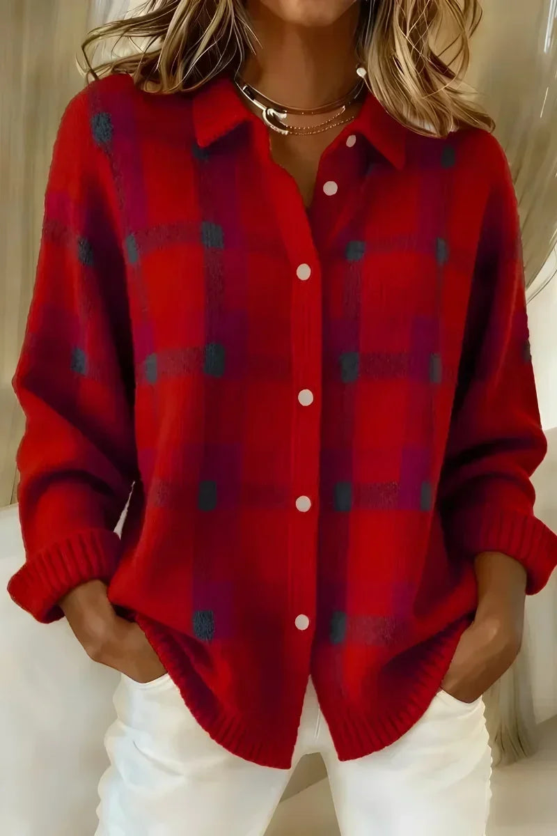 Brittany Soft Checked Button Cardigan