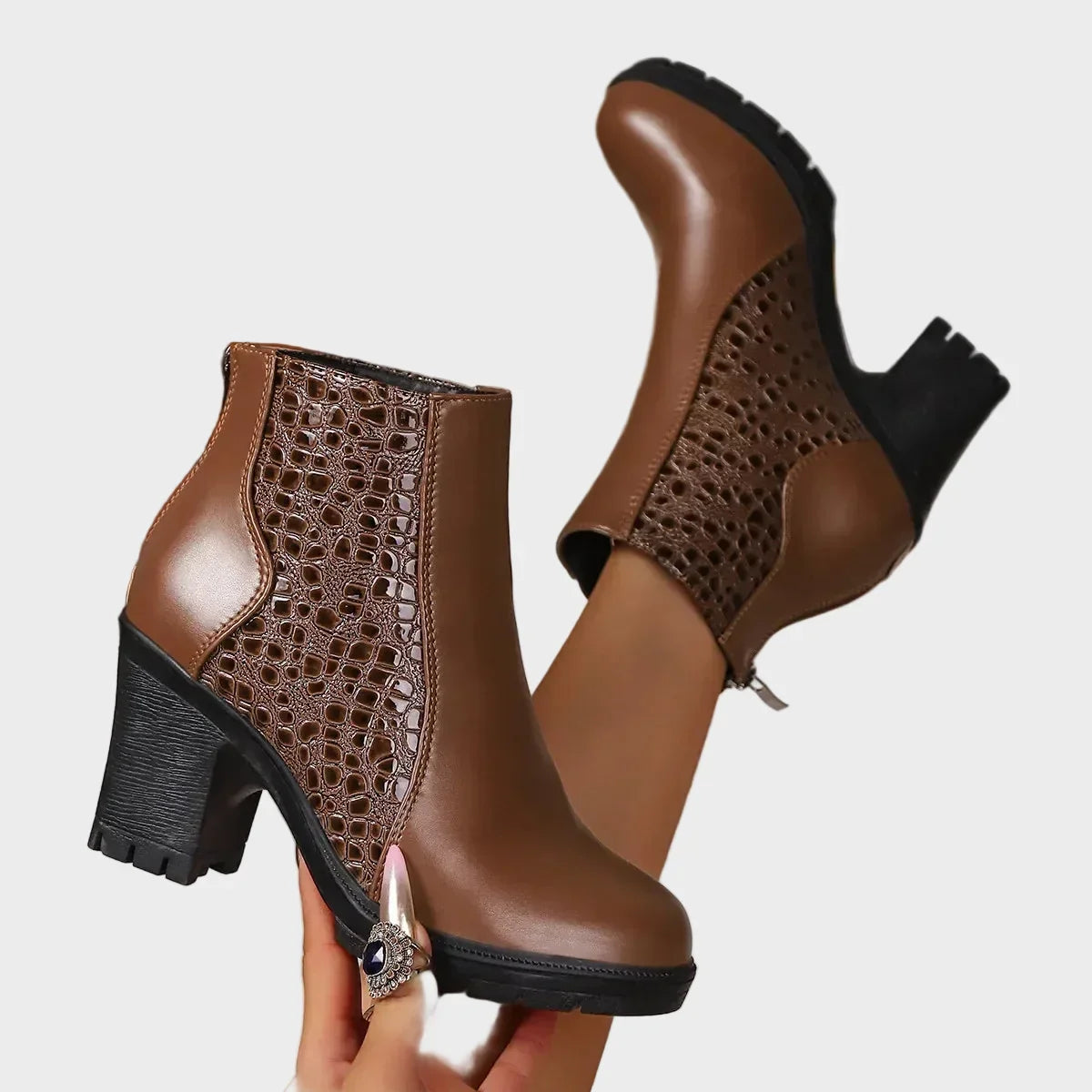 Kathryn, Leather Shoes with Block Heels