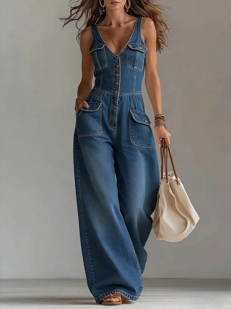 Megan Casual Denim Dungarees - view 2