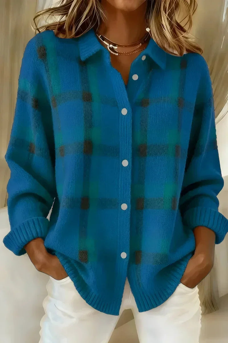 Kelsey Brushed Knitted Check Cardigan
