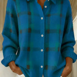 Kelsey Brushed Knitted Check Cardigan