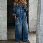 Abigail Off-the-Shoulder Denim Jumpsuit
