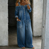 Abigail Off-the-Shoulder Denim Jumpsuit