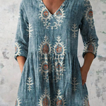 Elise Long Blouse with V-Neck, side view