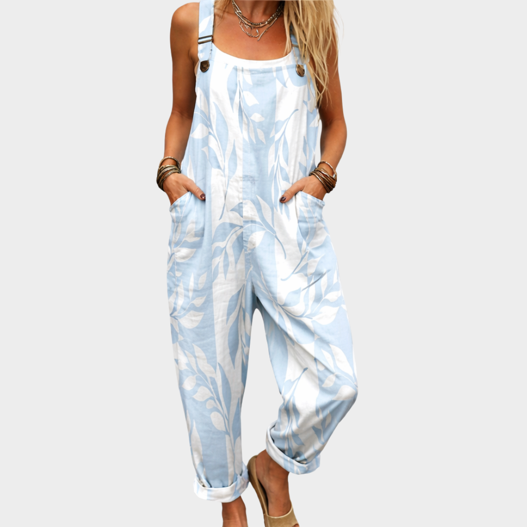 Comfortable printed overalls, front view