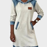 Barbara | Denim-Look Hooded Sweat Dress