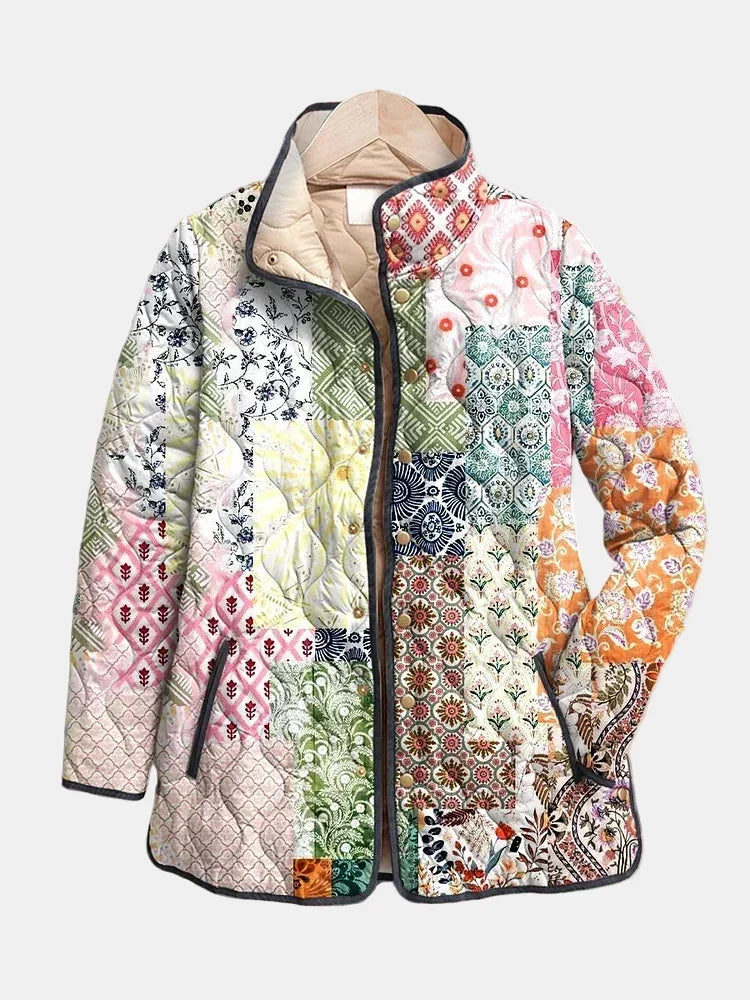 Suri Casual Floral Print Quilted Jacket