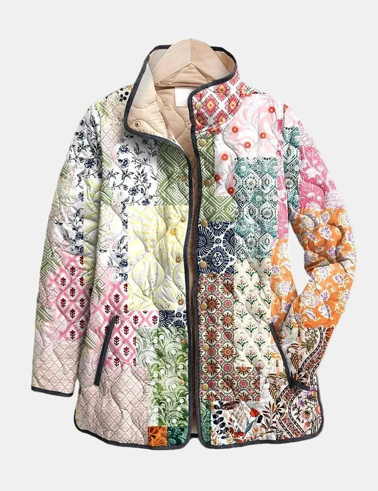 Suri Casual Floral Print Quilted Jacket