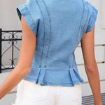 Isobel V-Neck Denim Top - view 5