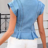 Isobel V-Neck Denim Top - view 5