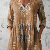 Elise Long Blouse with V-Neck, close-up