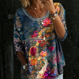 Ava Vintage Floral Denim Blouse