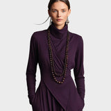Eunice | Asymmetric Knitted Maxi Dress with Roll Neck