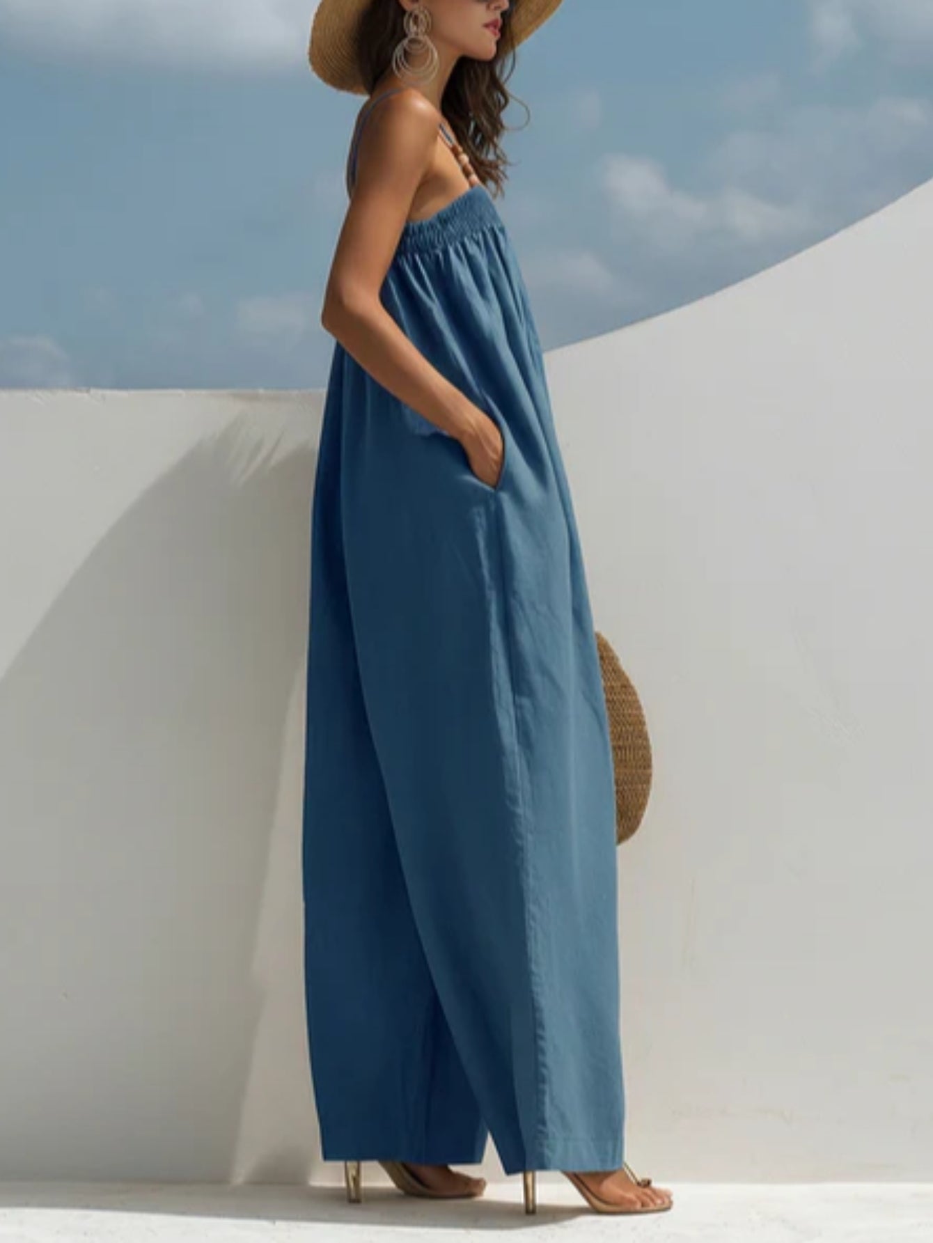 Molly Wide-Leg Denim Jumpsuit - view 4